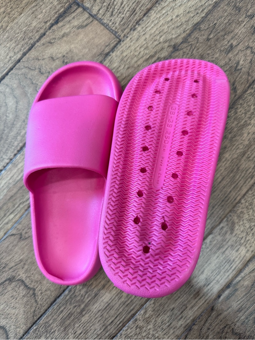 Bright Pink Slide Sandals - Picture 2 of 2